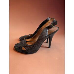 JESSICA SIMPSON Brown Leather Slingback Heels Size 8